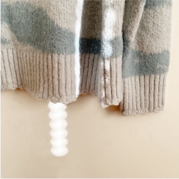 Allsaints Tiga Sweater blue v neck pullover tiger stripe alpaca wool - Picture 4 of 8